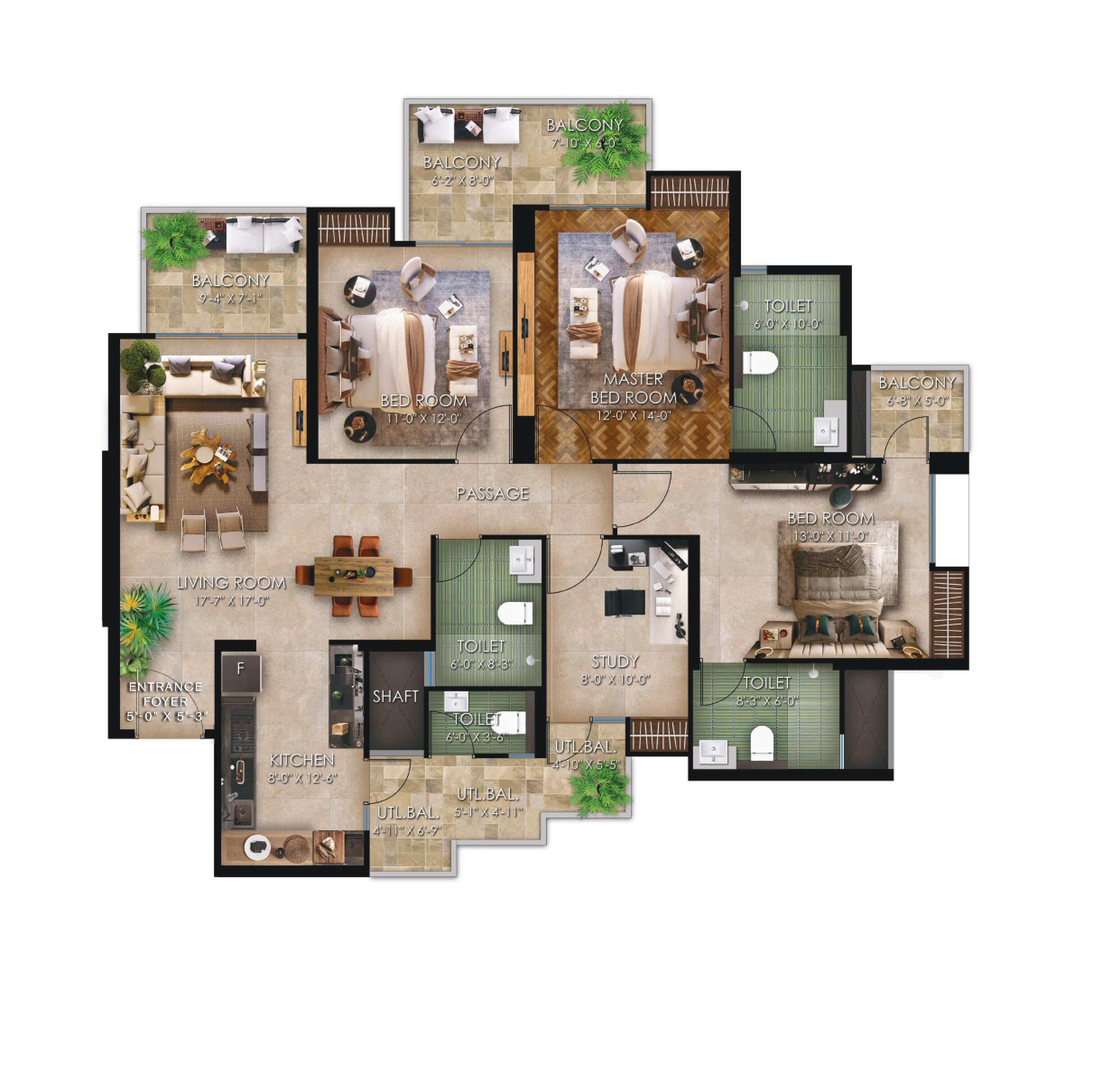 4 BHK Floor Plan